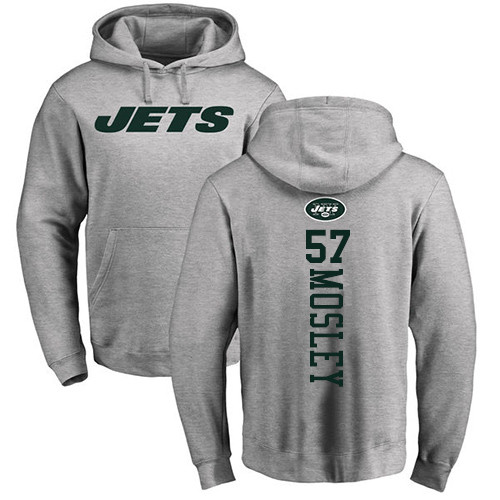 New York Jets Men Ash C.J. Mosley Backer NFL Football #57 Pullover Hoodie Sweatshirts->youth nfl jersey->Youth Jersey